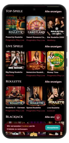 Live Casino Spiele bei SpinoGambino - Roulette und Blackjack