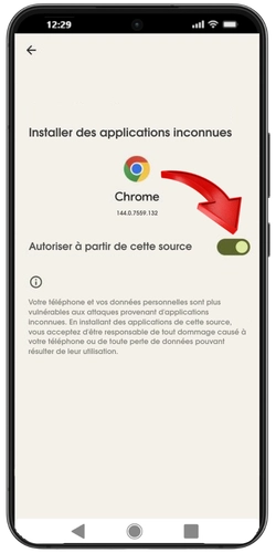 Activer sources inconnues dans parametres de securite
