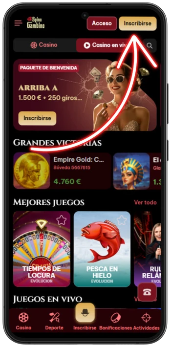 Spinogambino Iniciar el registro