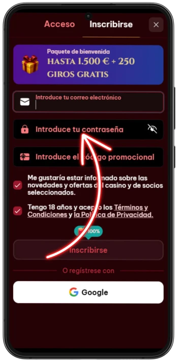 Spinogambino Establecer la contraseña