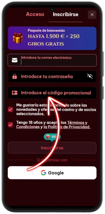 Spinogambino Introducir el código promocional