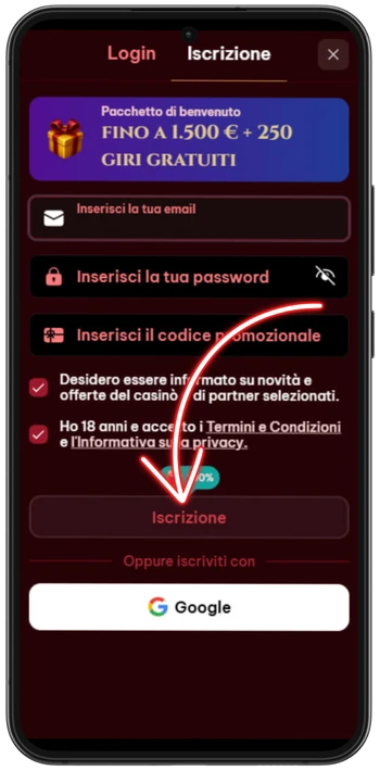 Spinogambino Crea l’account